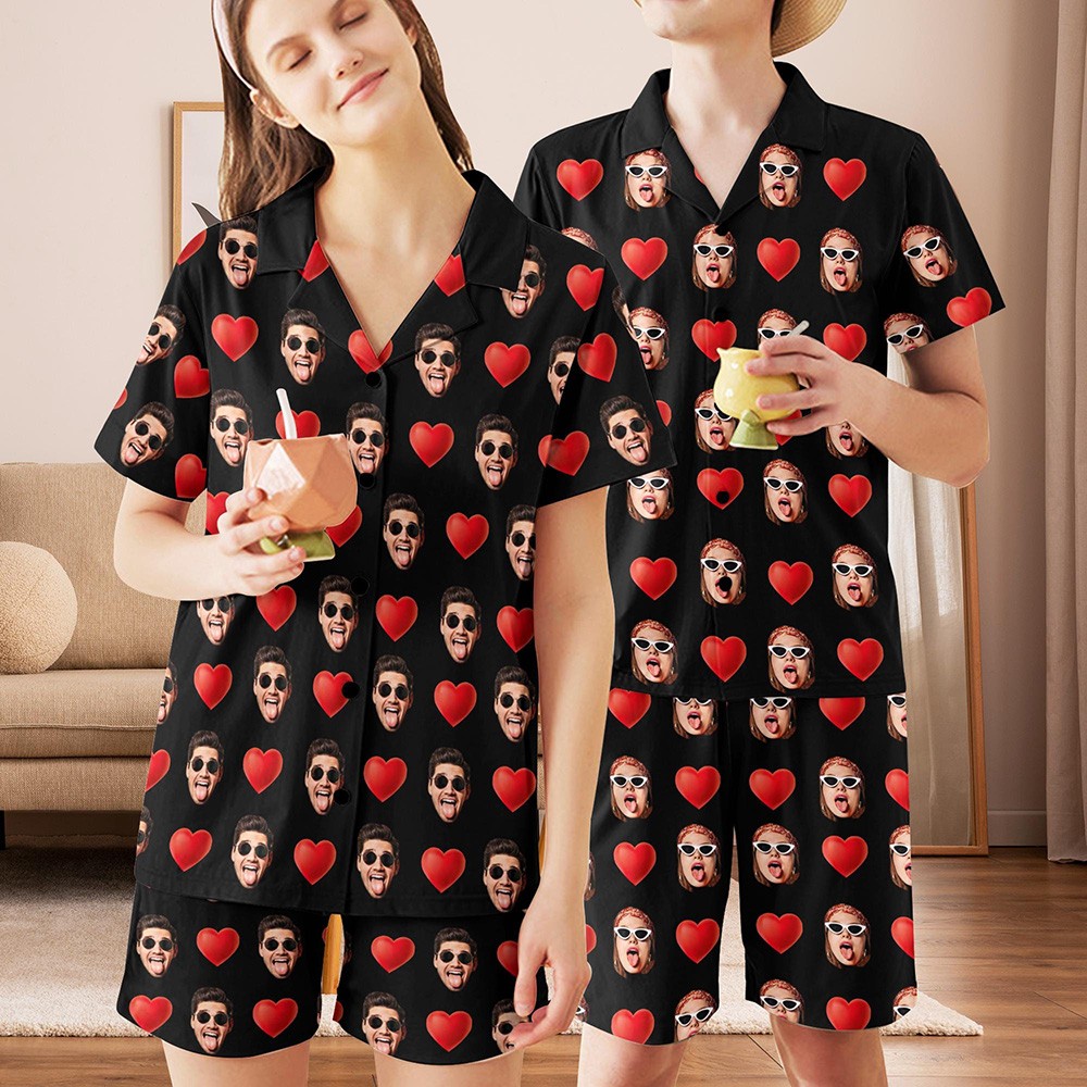 Personalised Face Pajamas Sets Gift for Him Her Anniversary Valentine's Day Gift