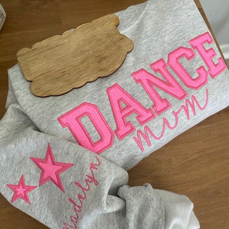 Personalised Embroidered Dance Mum Crewneck Sweatshirt Gift Teeshirt