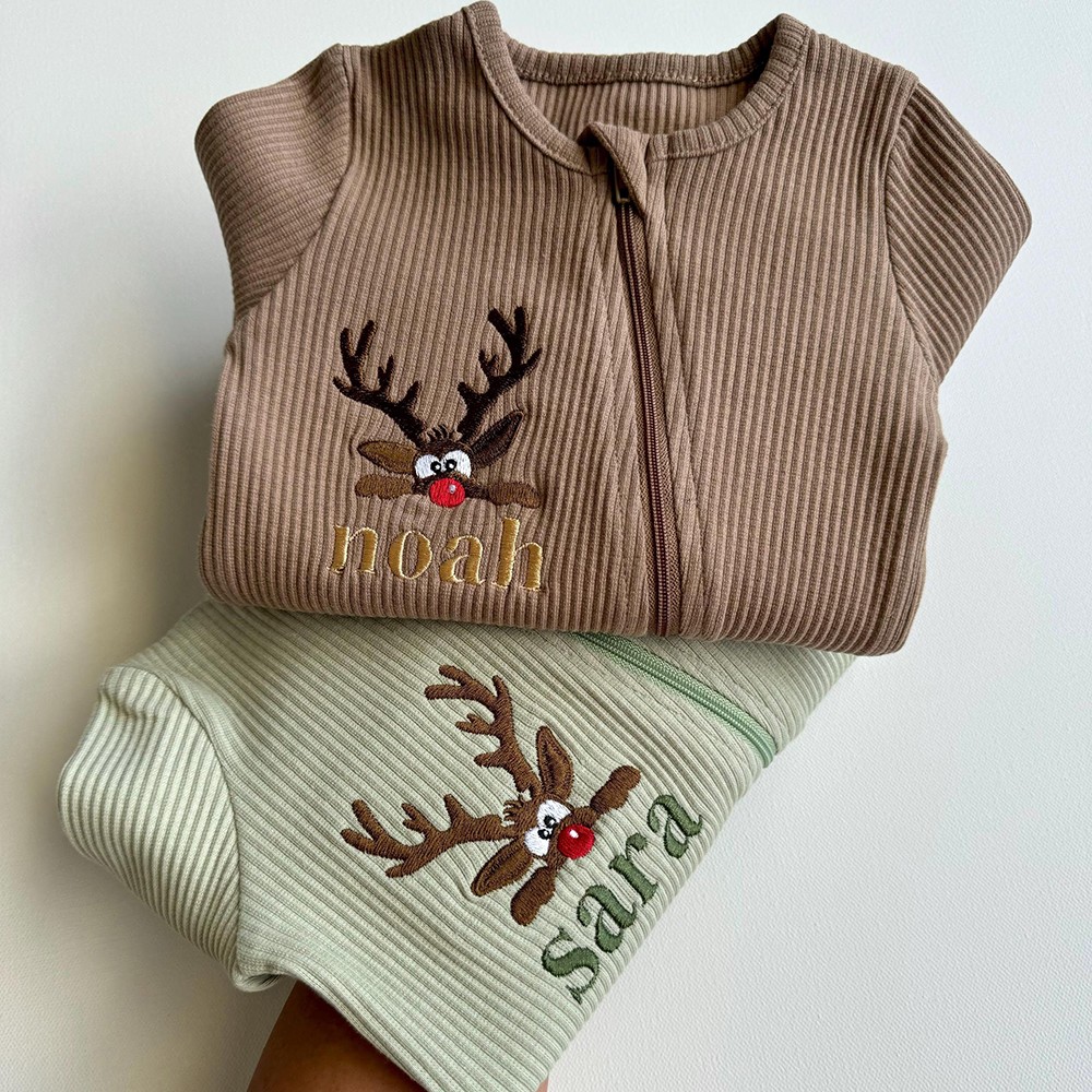 Personalised Embroidered Baby Romper - Newborn Essentials Christmas Gifts for Kids