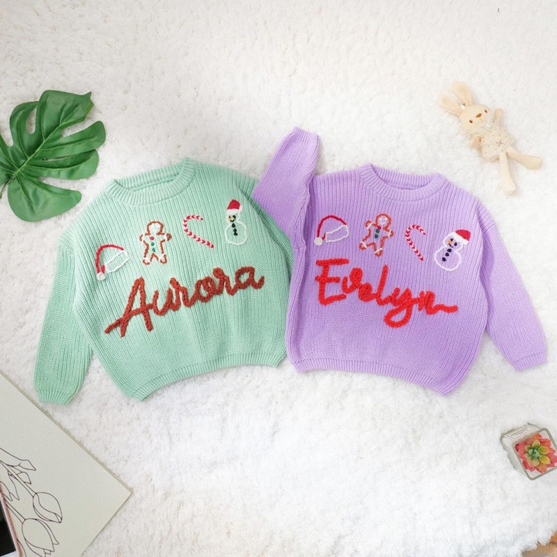 Personalized Knitted Baby NameSweater Christmas Sweater for Baby