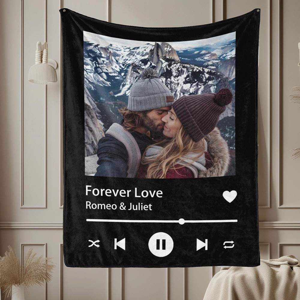 Personalised Blanket with Your Favorite Photo and Song Valentine's Day Gift