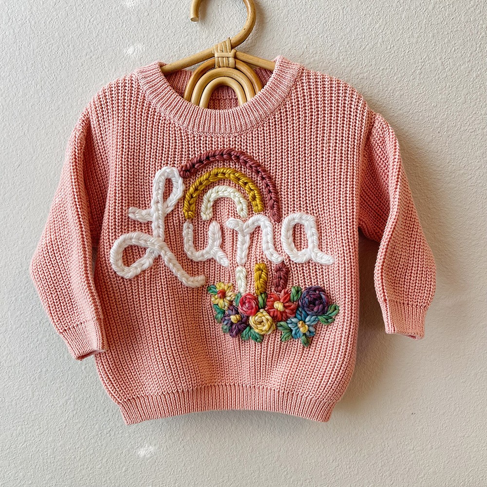 Personalized Rainbow and FlowersBaby and Toddler Sweater