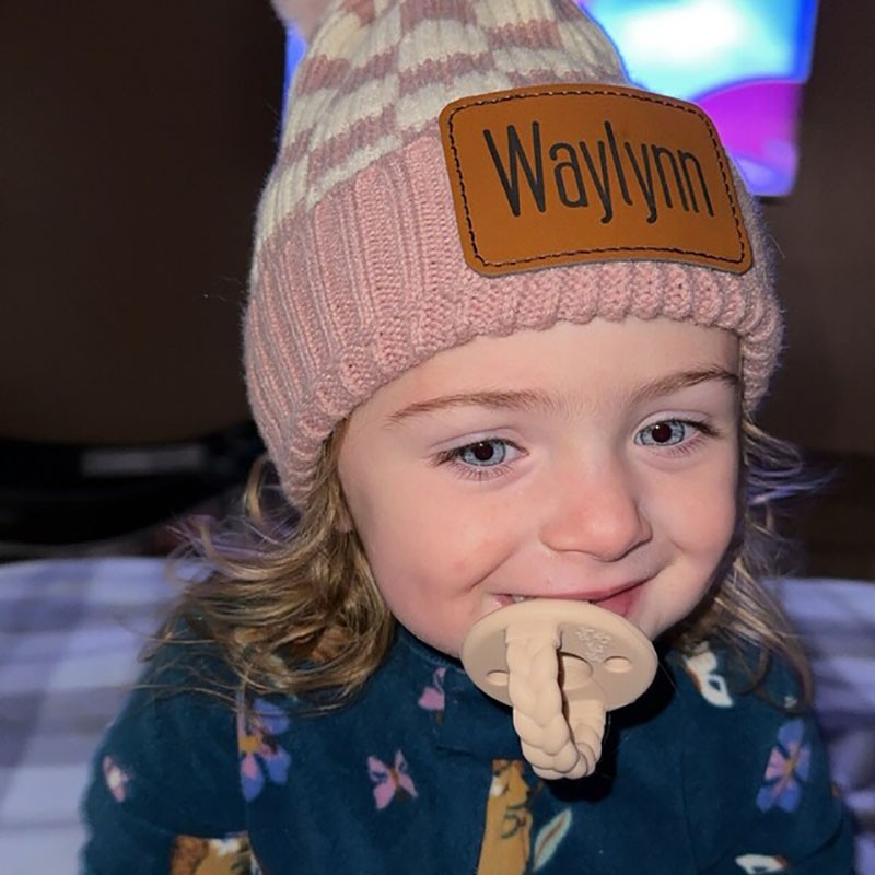 Personalized Checkered Kids Beanie Cold Weather Gift