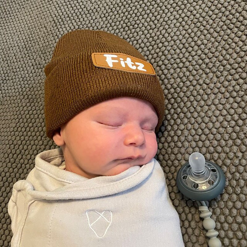 Personalized Vegan Leather Patch Baby Hats With Name