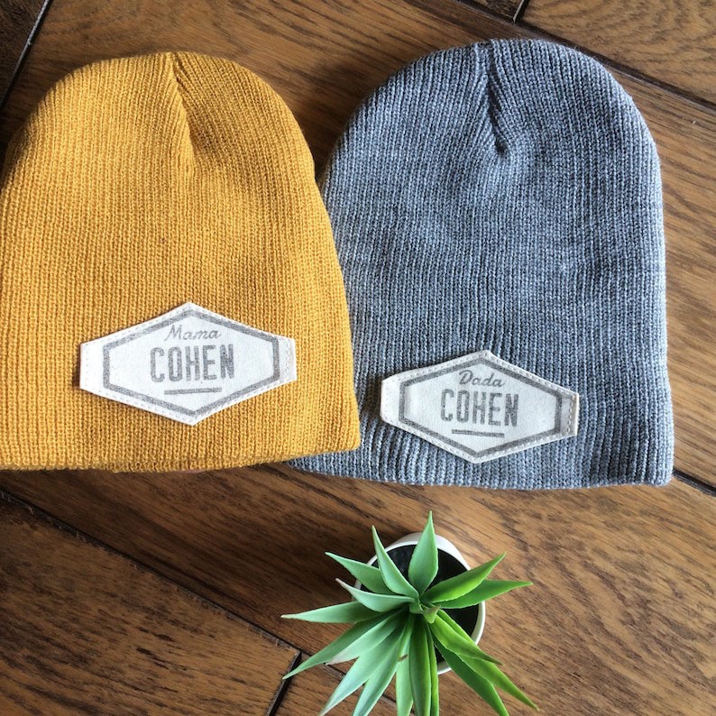 Custom Name Tag Beanies for the Whole Family Hand Printed and Customisable