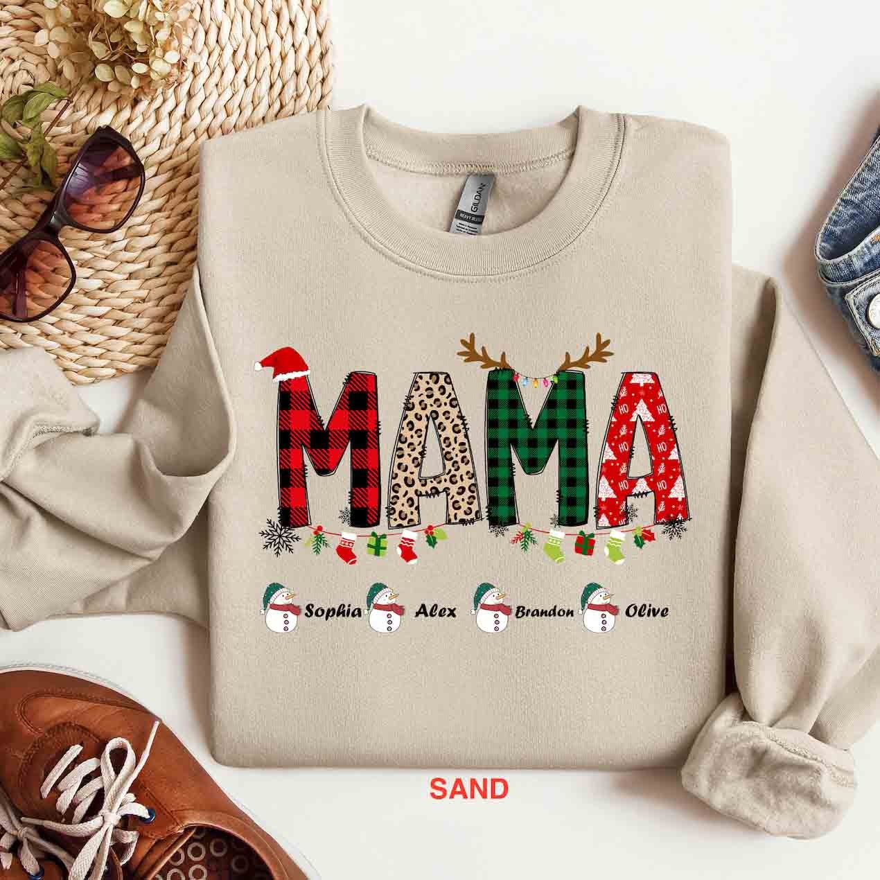 Custom Christmas Mama Sweatshirt 