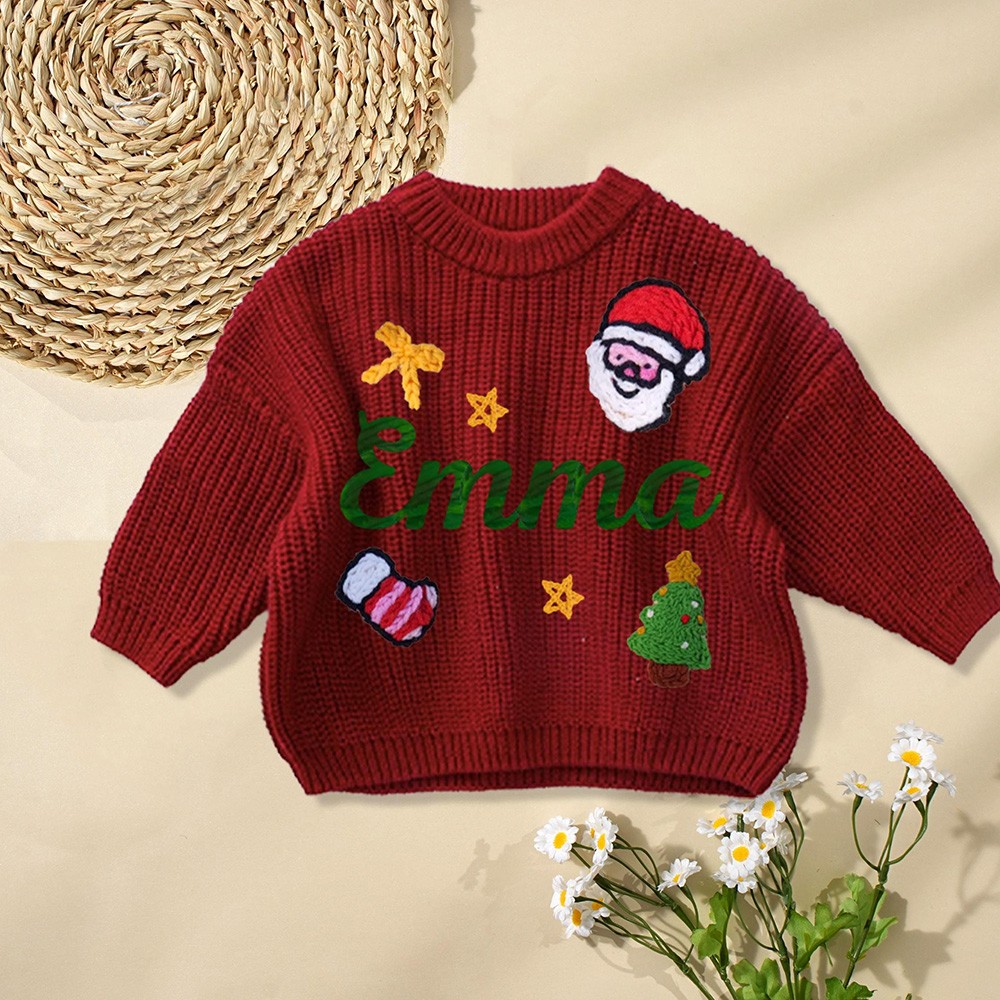 Personalised Christmas Newborn Sweater with Name Christmas Baby