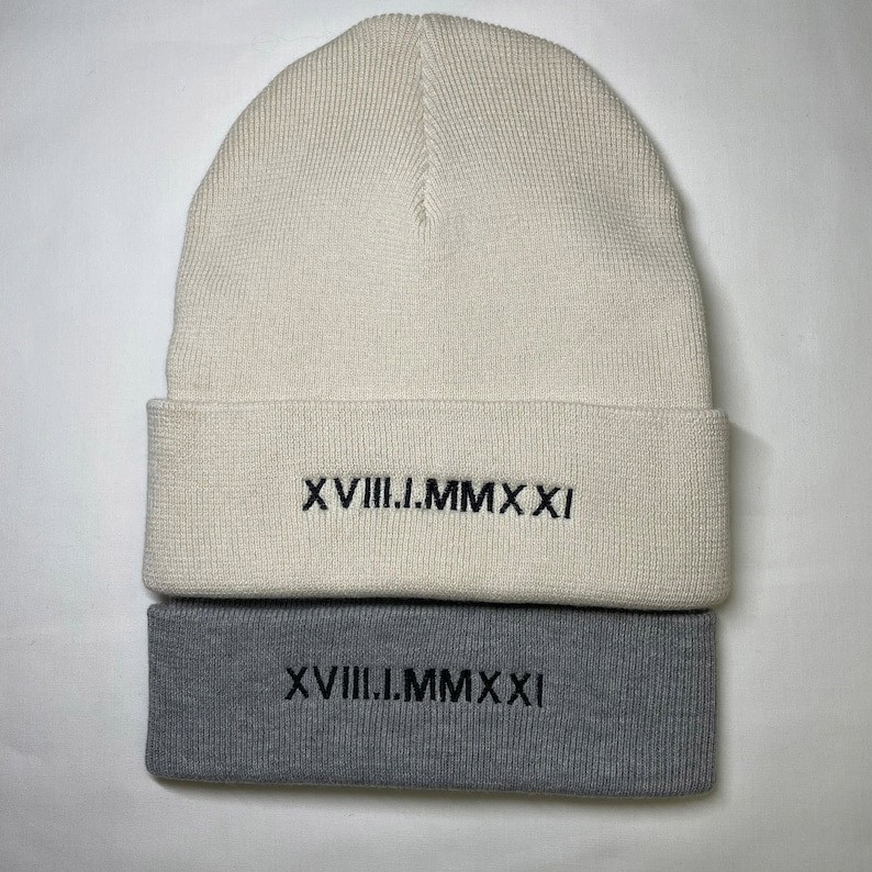 Personalized Roman Numeral Beanie Anniversary Beanie