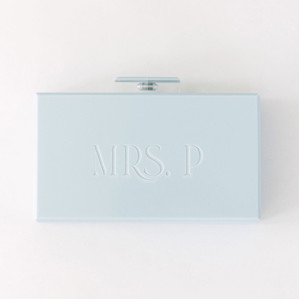 Personalised Engraved Acrylic Clutch Bride Accessory Acrylic Purse