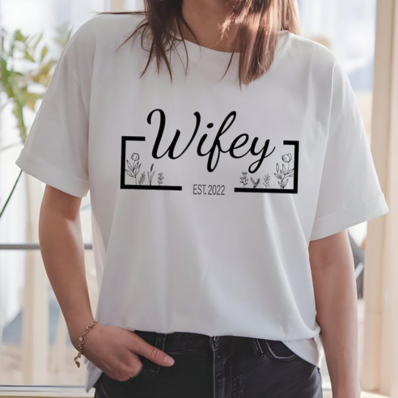 Personalised Hubby Wifey Matching Couple Shirt Anniversary Gift