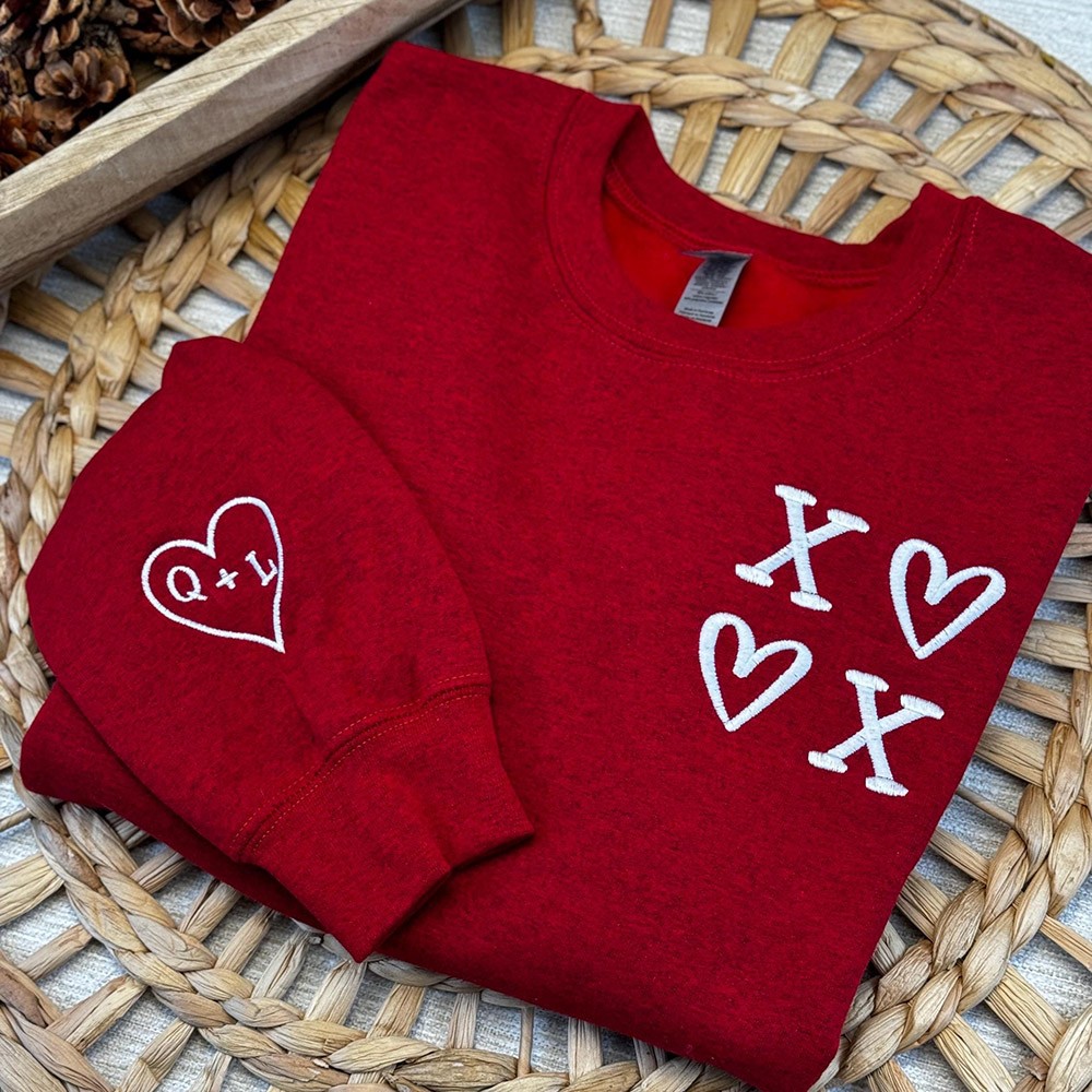 Personalised Embroidered Cute Love XOXO Sweatshirt Valentine's Day Gift